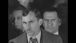 Man outside Governor's office in Trenton, NJ, talks to reporters about Lindbergh kidnapping case News Clip