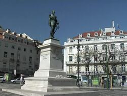 WS View of Duque da Terceira square with building in background / Lisbon, Portugal Stock Footage