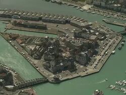 AERIAL, Harbor and town, Dieppe, Haute-Normandie, France Stock Footage