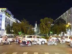 WS View of traffic movint at Central Ho Chi Minh / Ho Chi Minh, Vietnam Stock Footage