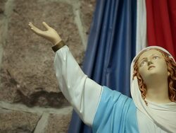 A statue with religious connotations in a church Stock Footage
