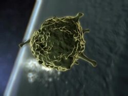 Close Up hand-held - A spinning Acanthamoeba defends itself in a computer-generated animation. Stock Footage