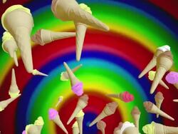 MS Colorful ice-cream cones tossing towards camera / Greece Stock Footage