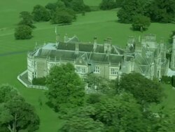 Aerial Shot of Wiston House and St Mary's Church, West Sussex, England Stock Footage