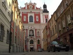 Baroque Collegiate Church with sun Stock Footage
