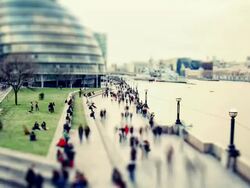 London South Bank pedestrians time-lapse cross processed HD video Stock Footage