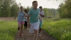 Running with Friends Stock Footage