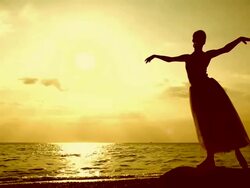 dancing ballerina at sunset Stock Footage