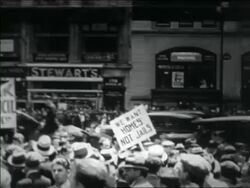 B/W 1932 crowd of WWI veterans demonstrating in Bonus March / NYC Stock Footage