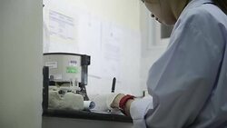 asia women medical technician doing research in laboratory Stock Footage