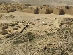 Aerial the ruins of Avdat, Negev, Israel Stock Footage