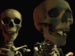 Line of Skeletons snapping at the Spectator (Loop) Stock Footage