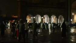 Gathering of Muslim devotees at the Jama Masjid after the Sehri meal during the holy month at the local mosque Stock Footage