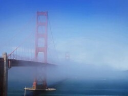 Golden gate bridge in mist and fog Stock Footage