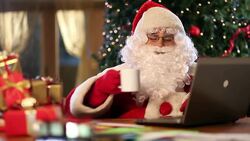 Santa Claus with Laptop Stock Footage