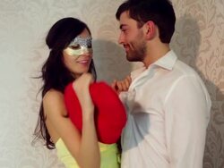 men, women and red heart Stock Footage