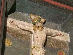 MS ZI Shot of altar in church / Saarburg-Beurig, Rhineland Palatinate, Germany Stock Footage