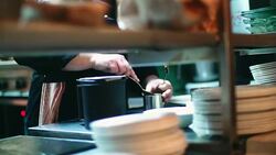 Chef finishing a meal. Stock Footage
