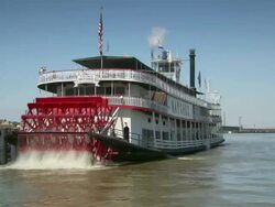 MS TS Steam boat leaving from dock / New Orleans, Louisiana, United States Stock Footage