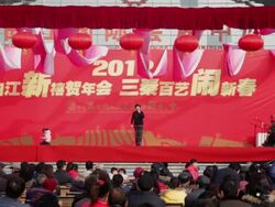 MS ZO Chinese folk artists performing traditional local opera at temple fair to celebrate Chinese spring festival AUDIO /xi'an, shaanxi, china Stock Footage