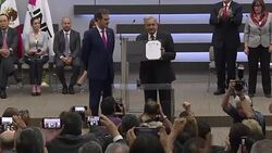 CLEAN : Mexican presidential frontrunner Obrador officially a candidate News Clip