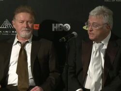 INTERVIEW - Don Henley, Randy Newman on the awards at 28th Annual Rock and Roll Hall Of Fame Induction Ceremony - Press Room 4/18/2013 in Los Angeles, CA.(Footage by WireImage Video/Getty Images Entertainment Video) Stock Footage