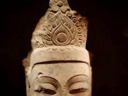 ECU TD Head of ancient Budha statue / Xian, Shaanxi, china Stock Footage