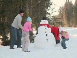 Family enjoying winter Stock Footage