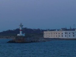 old fort and the lighthouse Stock Footage