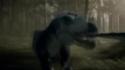Various dinosaurs inhabit a forest below the protective atmosphere of a prehistoric Earth. Stock Footage