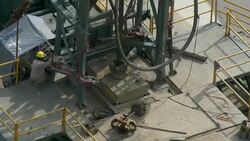 Workers operating industrial drilling site in Mexico City. Stock Footage