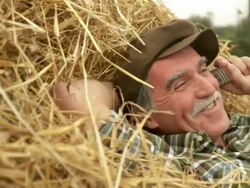 HD: Farmer With A Mobile Phone Stock Footage