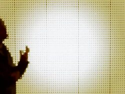 MS Young man dancing in front of LED screen / China Stock Footage