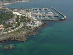 WS AERIAL ZI View of Cascais coast until marina / Lisbon, Portugal Stock Footage