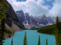 WA scenic view of Lake moraine, Banff national park, Alberta, Canada Stock Footage