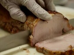 Slicing Meat Stock Footage
