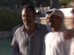 Jean Reno, Abdullah Al Kaabi and Cyrille Thouvenin at the The Philosopher Photocall and Press Conference: 7th Dubai International Film Festival at Dubai .  Stock Footage