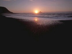 MS POV SLO MO Shot of Beach at sunset / Port Orford, Oregon, United States  Stock Footage