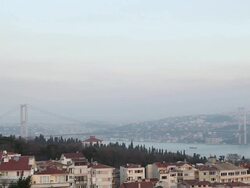 WS PAN Cityscape with bridge and boats / Istanbul, Turkey Stock Footage