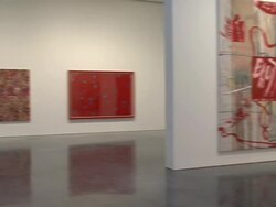 Bono and Damien Hirst Paint the Town Red For Aids In Africa - The (RED) Auction Stock Footage