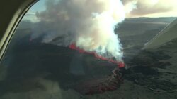 Aerials of volcano erupting in Iceland Instructional Video