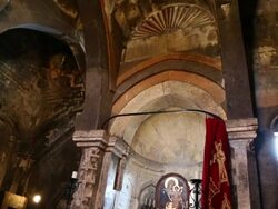 Saghmosavank monastery, interior view of the church Stock Footage
