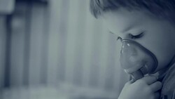 Child during inhalation Stock Footage