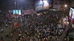 A huge crowd congests a street in India during a Diwali celebration. Stock Footage