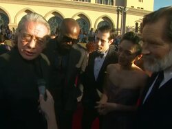 INTERVIEW: Edward James Olmos (L), Aimee Garcia (C), James Remar (R), etc. on the event and nominations at 18th Annual Screen Actors Guild Awards - Arrivals on 1/29/12 in Los Angeles, CA. Stock Footage