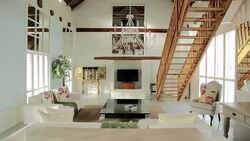 Luxury living room and staircase Stock Footage