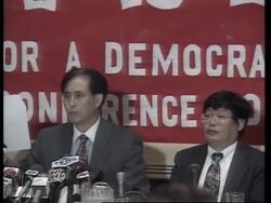 USA: CHINESE DISSIDENT WANG XIZHE ADDRESSES MEDIA FOR FIRST TIME News Clip