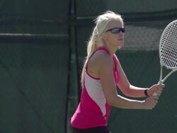 Women playing tennis. - Super Slow Motion - filmed at 240 fps Stock Footage