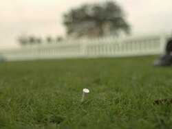 Low angle driver hitting golf ball, close up Stock Footage