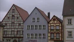 Colorful row houses characterize a neighborhood in Frankfurt, Germany. Stock Footage